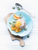 Poppy seed and semolina pudding with stewed apples