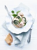 Turkey roulade with spinach filling