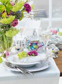 A place setting on an Easter table