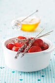 Baked strawberries with honey and lavender