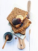 Wholegrain bread with butter and molasses