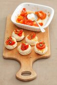 Puff pastry tartlets with cherry tomatoes