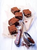 Chocolate brownies with cocoa powder