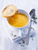 Pumpkin soup with orange thyme