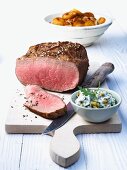 Roast beef with roast potatoes and remoulade