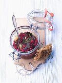Beetroot spread with linseed bread