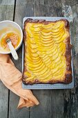 Mango cake with apricot glaze