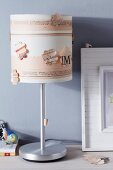 Lampshade decorated with newspaper