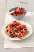 Bruschetta with tomatoes and olives