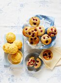 Caramel ginger muffins and raspberry and vanilla muffins with rosewater