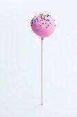 Pink Frosted Cake Pop with Colored Sprinkles
