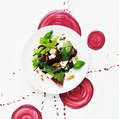 A beetroot, feta and walnut salad