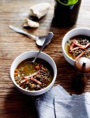 Spicy lentil soup with bacon