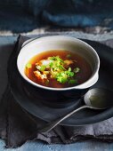 Shrimp and fennel consomme with herbs