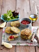 Lamb burgers with courgette and tomato relish