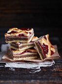 Linzer Schnitten (nutty shortcrust biscuits topped with jam)