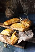 Puff pastry parcels filled with white cabbage