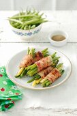 Green bean wrapped in bacon