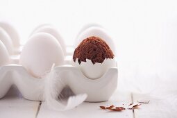 Chocolate cakes in an eggshell