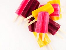 Assorted fruit ice lollies (view from above)