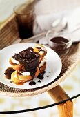 Brioches with chocolate & butterscotch sauce