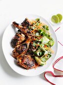 Barbecued chicken with a cucumber & carrot salad (Asia)