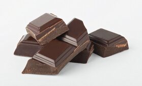 Chunks of Chocolate on White Background