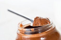 Chocolate spread on a spoon