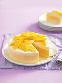 Mango sorbet and ice-cream layered cake