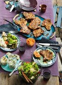 Grilled pork chops with salad