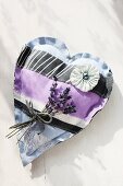 Hand-made patchwork heart and lavender posy