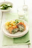 Rolled pork stuffed with Gorgonzola and herbs