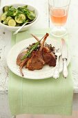 Lamb chops with rosemary, wild rice and a courgette salad