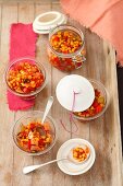 Sweetcorn chutney with peppers and celery