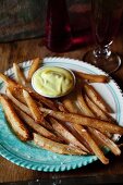 Deep-fried cassava roots with a honey and mustard dip