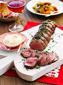 Roast beef with horseradish mayonnaise for Christmas