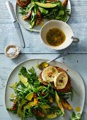 Avocado and thyme salad with goat's cheese bruschetta