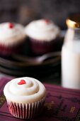 Red Velvet Cup Cake topped with cream cheese frosting