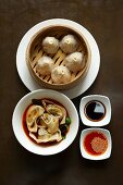 Dim sum with Szechuan-style wontons and steamed dumplings