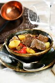 Veal goulash with peppers and potatoes (Hungary)