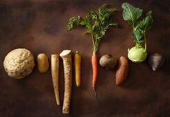 Fresh Root Vegetables on a White Background