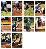 Building watercourse in garden using stone flags