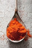 Ground paprika on a spoon (view from above)