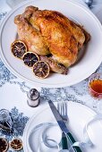 Roast chicken with blood oranges for Christmas