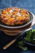 Tarte Tatin with pears, blue cheese and walnuts