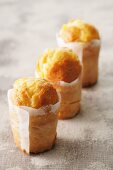 Sweet mini cakes wrapped in grease-proof paper