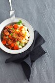 Gnocchi with beef braised in ale and carrots
