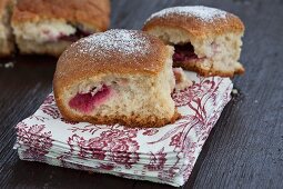 Buchteln (baked, sweet yeast dumplings) with plum filling