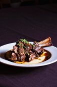 Braised Lamb Shank with Red Wine over Polenta