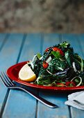 Kale salad with chilli and garlic